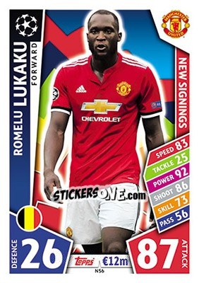 Sticker Romelu Lukaku - UEFA Champions League 2017-2018. Match Attax n. NS6 - Topps