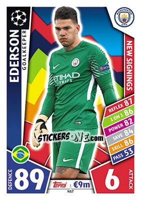 Figurina Ederson - UEFA Champions League 2017-2018. Match Attax - Topps