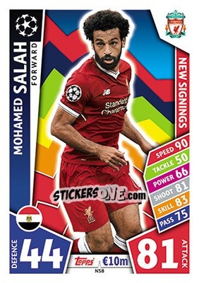 Sticker Mohamed Salah - UEFA Champions League 2017-2018. Match Attax n. NS8 - Topps