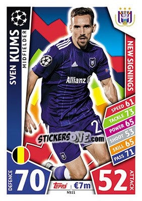 Cromo Sven Kums - UEFA Champions League 2017-2018. Match Attax - Topps