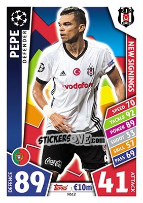 Sticker Pepe - UEFA Champions League 2017-2018. Match Attax n. NS12 - Topps