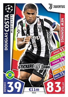 Sticker Douglas Costa - UEFA Champions League 2017-2018. Match Attax n. NS13 - Topps