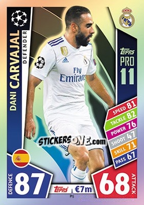 Sticker Dani Carvajal - UEFA Champions League 2017-2018. Match Attax n. P1 - Topps