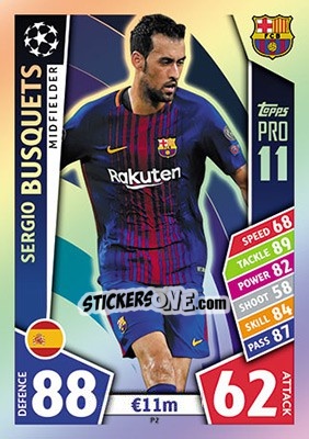 Sticker Sergio Busquets - UEFA Champions League 2017-2018. Match Attax - Topps
