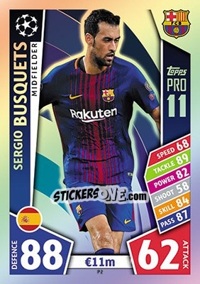 Sticker Sergio Busquets - UEFA Champions League 2017-2018. Match Attax n. P2 - Topps