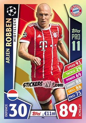 Sticker Arjen Robben - UEFA Champions League 2017-2018. Match Attax n. P4 - Topps