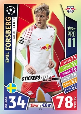 Sticker Emil Forsberg - UEFA Champions League 2017-2018. Match Attax n. P5 - Topps