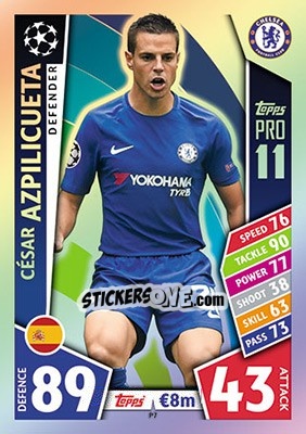 Sticker César Azpilicueta - UEFA Champions League 2017-2018. Match Attax n. P7 - Topps