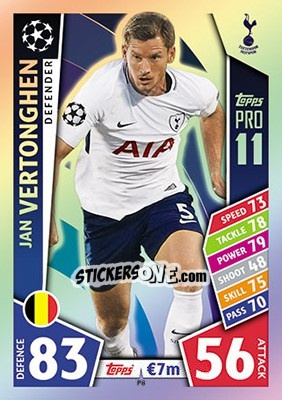 Sticker Jan Vertonghen - UEFA Champions League 2017-2018. Match Attax n. P8 - Topps
