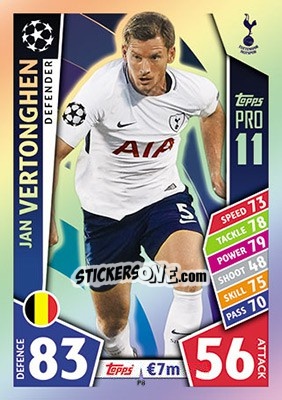 Sticker Jan Vertonghen - UEFA Champions League 2017-2018. Match Attax - Topps