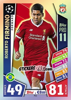 Sticker Roberto Firmino - UEFA Champions League 2017-2018. Match Attax n. P11 - Topps