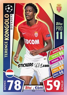 Sticker Terence Kongolo - UEFA Champions League 2017-2018. Match Attax n. P14 - Topps