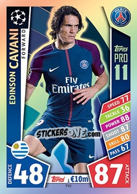 Sticker Edinson Cavani - UEFA Champions League 2017-2018. Match Attax n. P15 - Topps