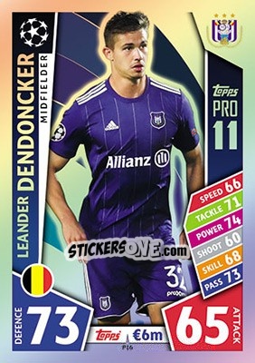 Sticker Leander Dendoncker - UEFA Champions League 2017-2018. Match Attax n. P16 - Topps