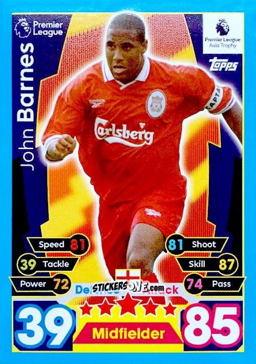 Sticker John Barnes - English Premier League 2017-2018. Match Attax n. PLAT2 - Topps