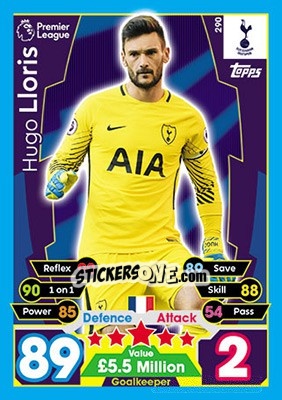 Sticker Hugo Lloris - English Premier League 2017-2018. Match Attax n. 290 - Topps