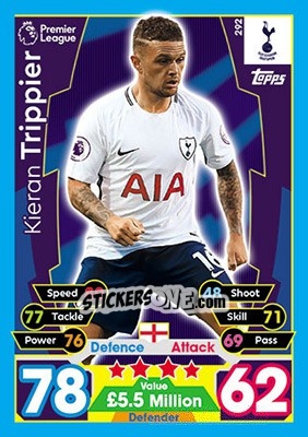 Sticker Kieran Trippier - English Premier League 2017-2018. Match Attax - Topps