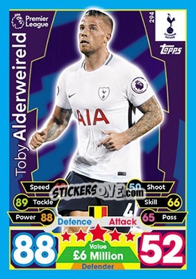 Figurina Toby Alderweireld - English Premier League 2017-2018. Match Attax - Topps