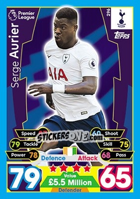 Sticker Serge Aurier - English Premier League 2017-2018. Match Attax n. 296 - Topps