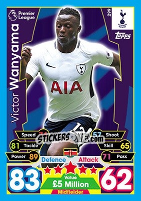 Figurina Victor Wanyama - English Premier League 2017-2018. Match Attax - Topps