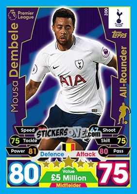 Sticker Mousa Dembele - English Premier League 2017-2018. Match Attax n. 300 - Topps