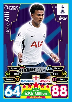 Sticker Dele Alli - English Premier League 2017-2018. Match Attax n. 301 - Topps