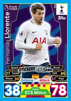 Sticker Fernando Llorente - English Premier League 2017-2018. Match Attax - Topps