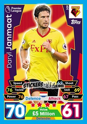 Sticker Daryl Janmaat - English Premier League 2017-2018. Match Attax - Topps