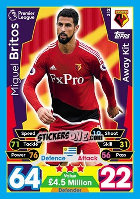 Cromo Miguel Britos - English Premier League 2017-2018. Match Attax - Topps