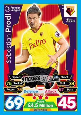 Cromo Sebastian Prodl - English Premier League 2017-2018. Match Attax - Topps