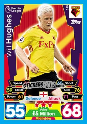 Figurina Will Hughes - English Premier League 2017-2018. Match Attax - Topps