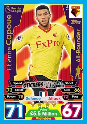 Sticker Etienne Capoue - English Premier League 2017-2018. Match Attax - Topps