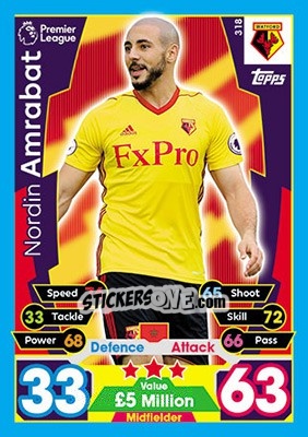 Sticker Nordin Amrabat - English Premier League 2017-2018. Match Attax n. 318 - Topps