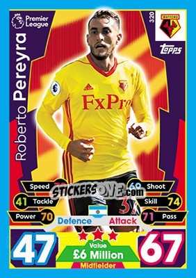 Sticker Roberto Pereyra - English Premier League 2017-2018. Match Attax - Topps