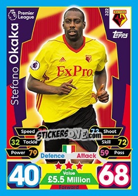 Sticker Stefano Okaka - English Premier League 2017-2018. Match Attax - Topps