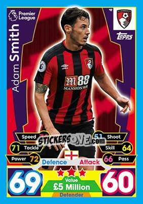 Sticker Adam Smith - English Premier League 2017-2018. Match Attax - Topps
