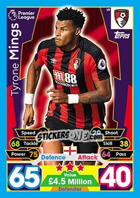 Cromo Tyrone Mings - English Premier League 2017-2018. Match Attax - Topps