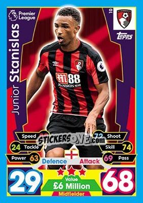Sticker Junior Stanislas - English Premier League 2017-2018. Match Attax - Topps