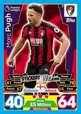 Sticker Marc Pugh - English Premier League 2017-2018. Match Attax - Topps