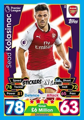 Cromo Sead Kolasinac - English Premier League 2017-2018. Match Attax - Topps