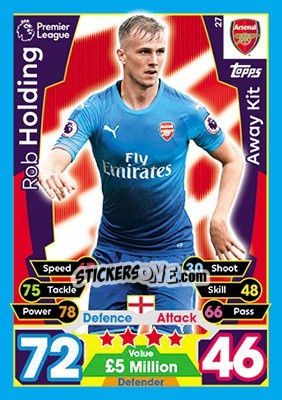 Figurina Rob Holding - English Premier League 2017-2018. Match Attax - Topps