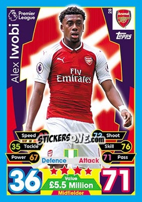 Cromo Alex Iwobi - English Premier League 2017-2018. Match Attax - Topps