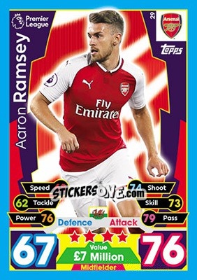 Sticker Aaron Ramsey - English Premier League 2017-2018. Match Attax n. 29 - Topps