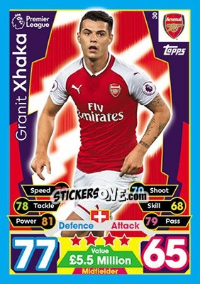 Sticker Granit Xhaka - English Premier League 2017-2018. Match Attax n. 30 - Topps