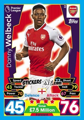 Sticker Danny Welbeck - English Premier League 2017-2018. Match Attax n. 33 - Topps