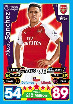 Sticker Alexis Sanchez - English Premier League 2017-2018. Match Attax n. 35 - Topps