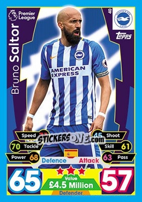 Figurina Bruno Saltor - English Premier League 2017-2018. Match Attax - Topps