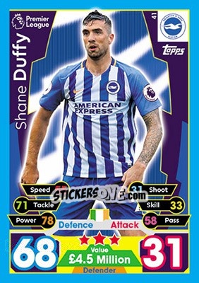 Sticker Shane Duffy - English Premier League 2017-2018. Match Attax - Topps