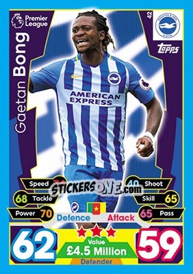 Figurina Gaetan Bong - English Premier League 2017-2018. Match Attax - Topps