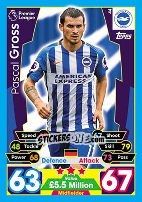 Figurina Pascal Gross - English Premier League 2017-2018. Match Attax - Topps